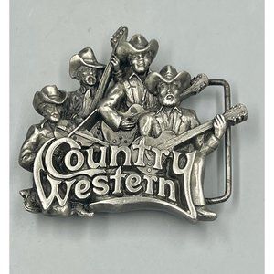 VTG 1981 "Country Western" 3-D Band Belt Buckle-Bergamot Brass Works-3.25" x 3"
